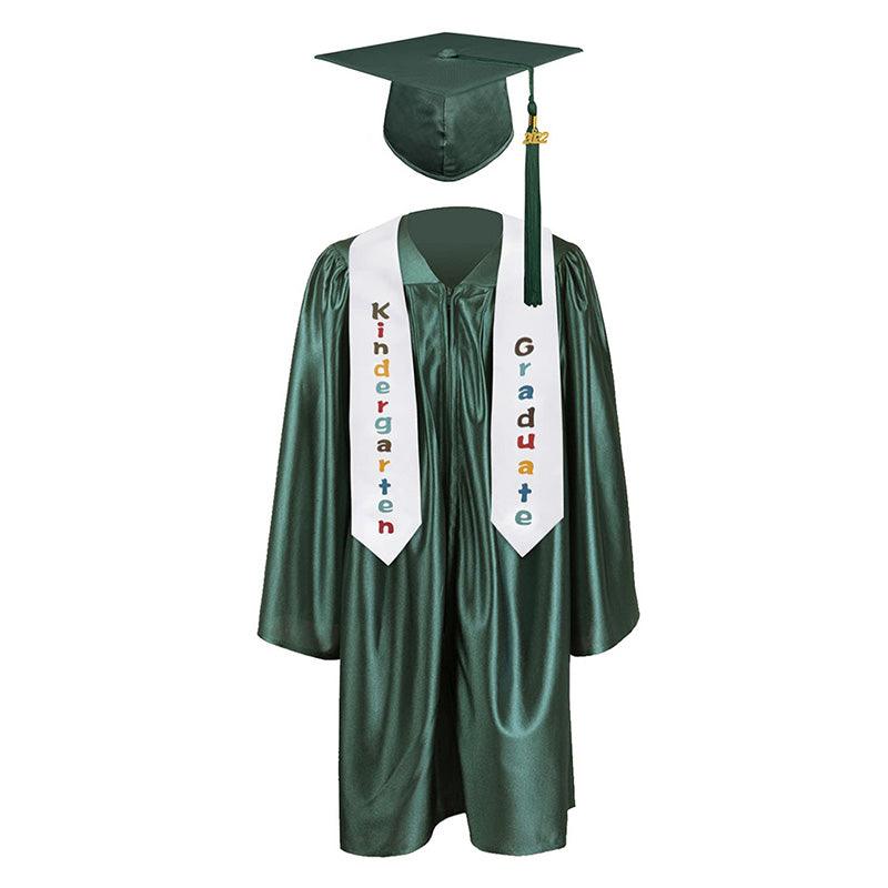 12 shiny Kindergarten/Preschool Graduation Set – Gown, Cap, Stole, Tassel - Graduation Seller