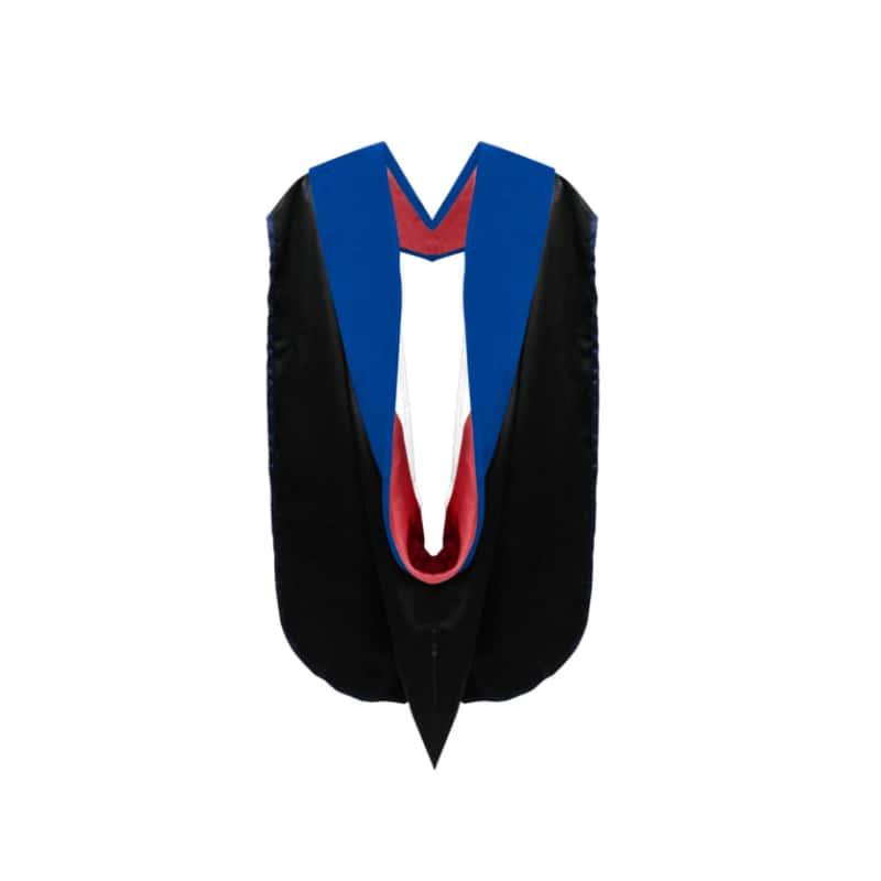 Phd Hood Royal Blue Velvet - Red & White - Graduation Seller