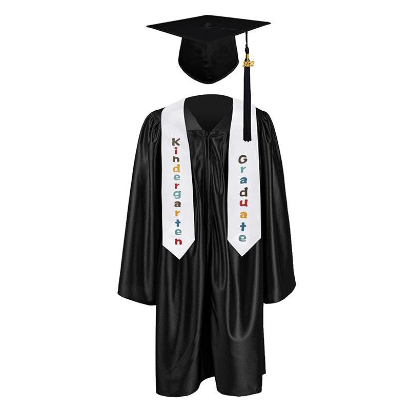 12 shiny Kindergarten/Preschool Graduation Set – Gown, Cap, Stole, Tassel - Graduation Seller