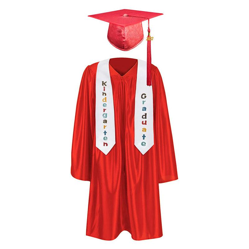 12 shiny Kindergarten/Preschool Graduation Set – Gown, Cap, Stole, Tassel - Graduation Seller