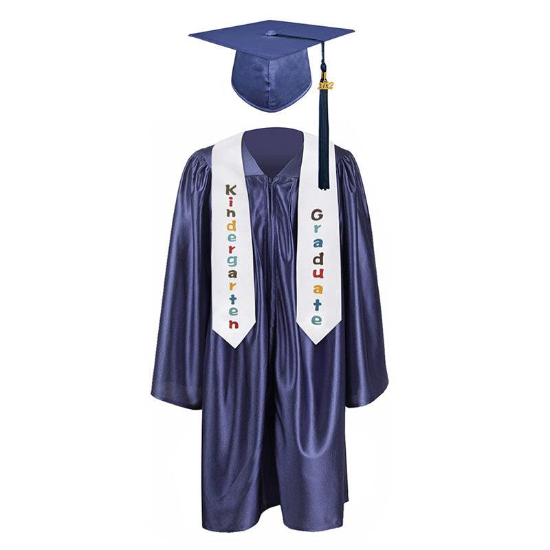 12 shiny Kindergarten/Preschool Graduation Set – Gown, Cap, Stole, Tassel - Graduation Seller