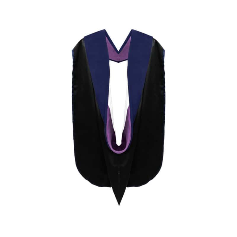 PhD Hood Dark Blue Velvet - Purple & White - Graduation Seller