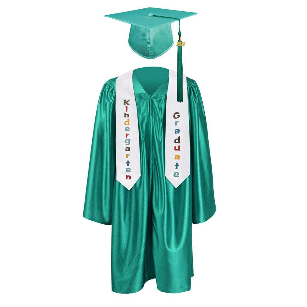 12 shiny Kindergarten/Preschool Graduation Set – Gown, Cap, Stole, Tassel - Graduation Seller