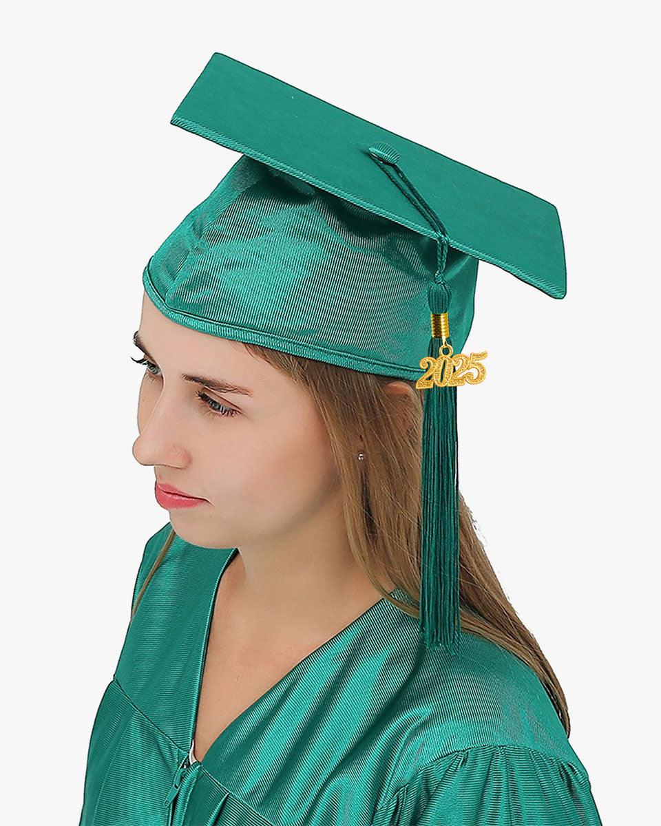 High School Shiny Adult Graduation Cap with Tassel-12 Colors Available - Graduation Seller