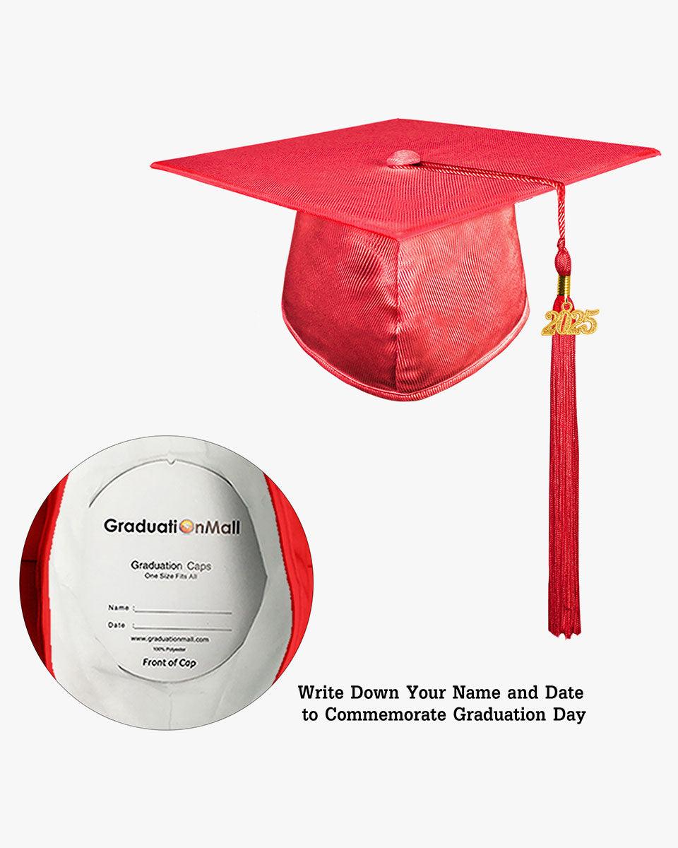 High School Shiny Adult Graduation Cap with Tassel-12 Colors Available - Graduation Seller