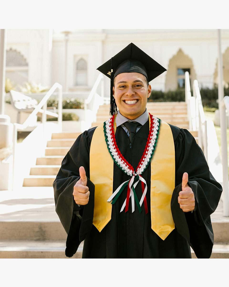 Graduation Leis with National Flag Color Ribbon Lei Braided Necklace - Graduation Seller