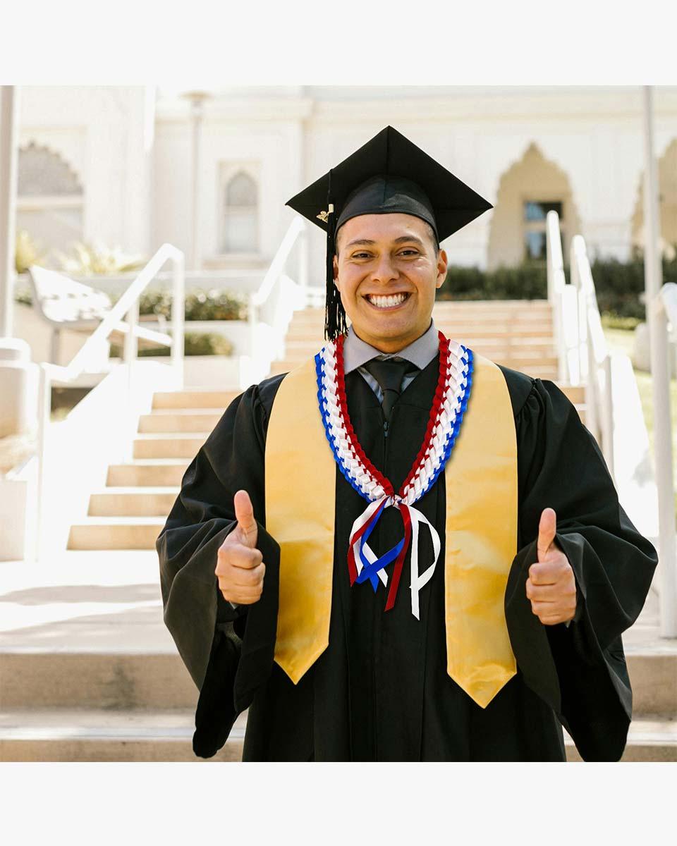Graduation Leis with National Flag Color Ribbon Lei Braided Necklace - Graduation Seller
