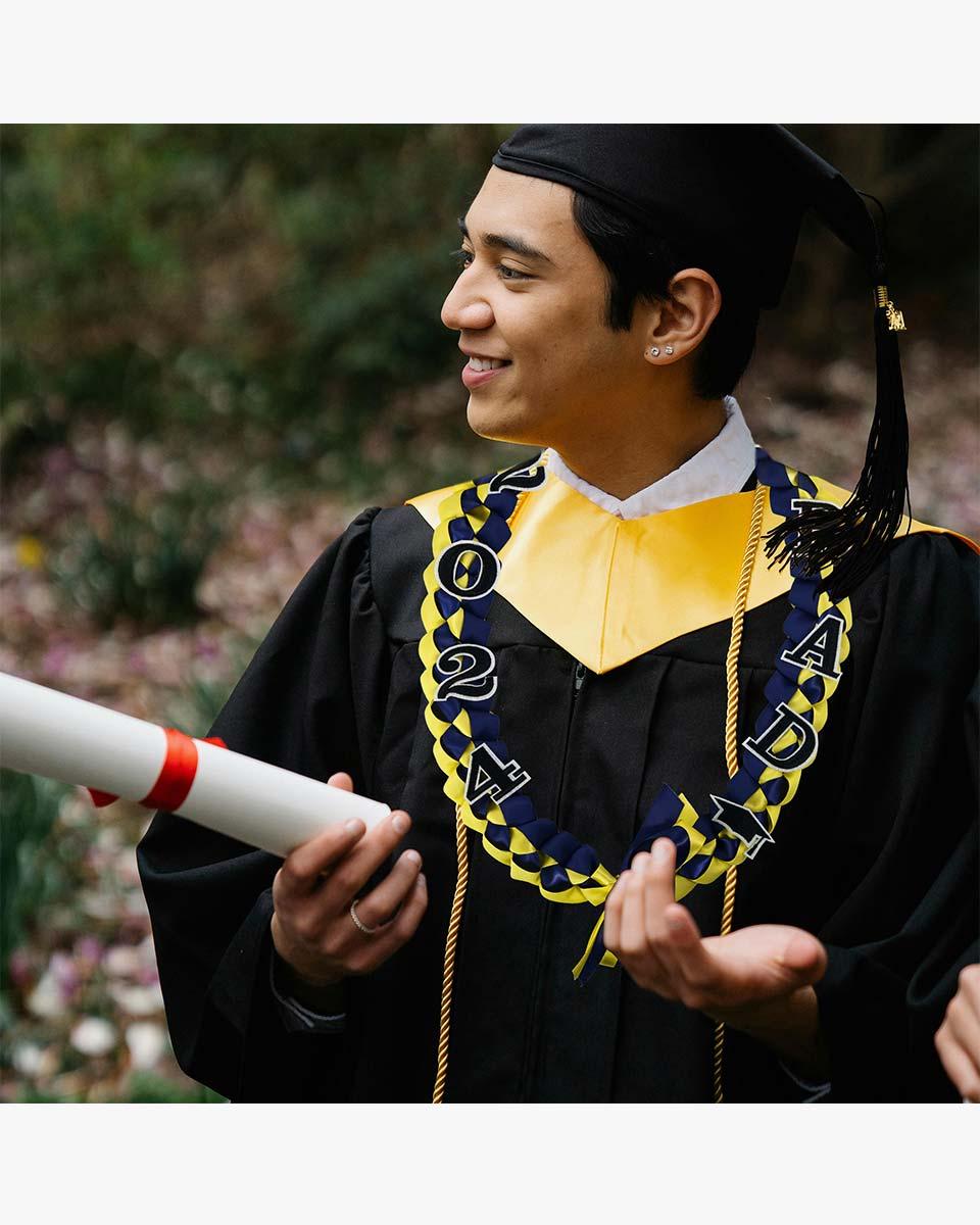 Graduation Leis with 2024 Embroidery Ribbon Lei Braided Necklace - Graduation Seller