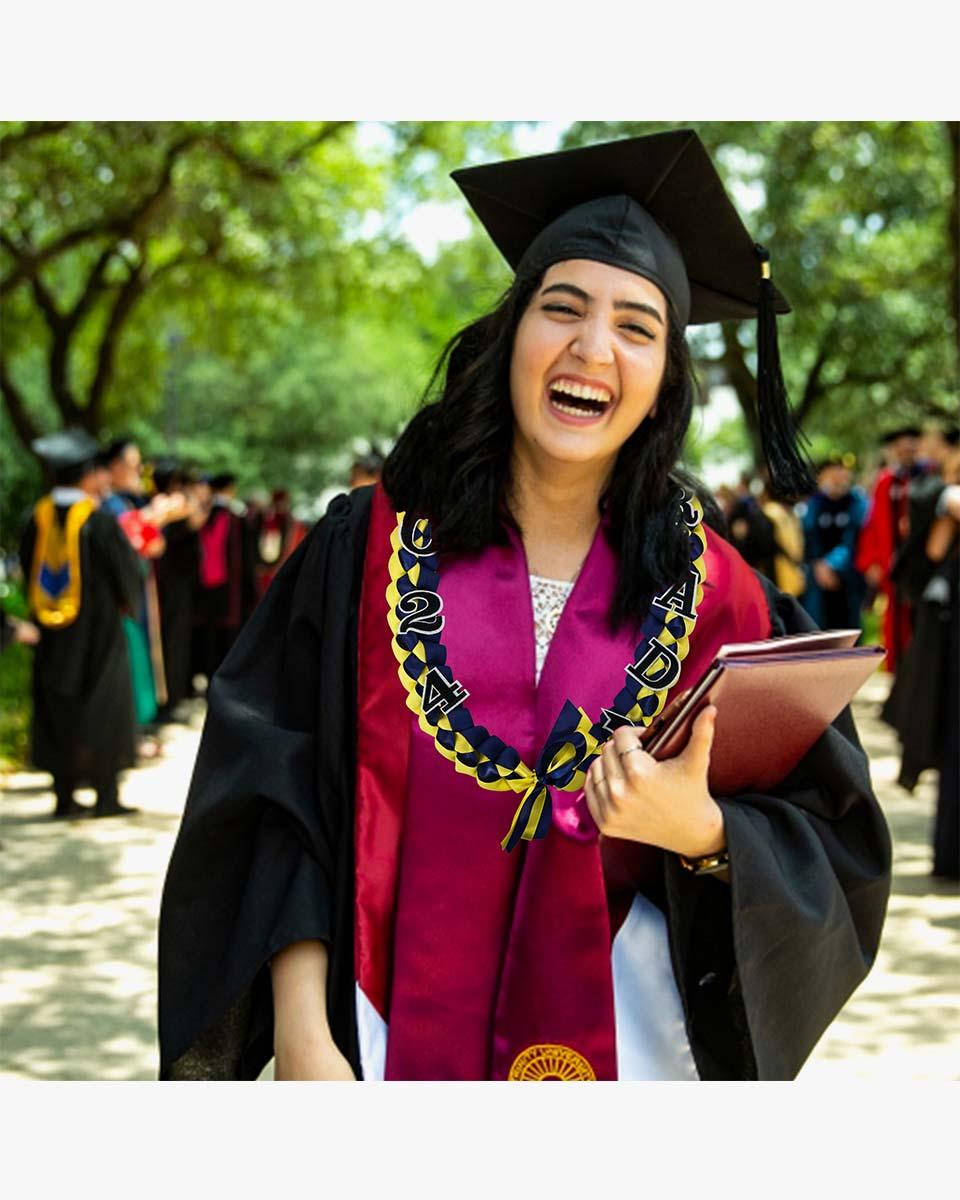 Graduation Leis with 2024 Embroidery Ribbon Lei Braided Necklace - Graduation Seller