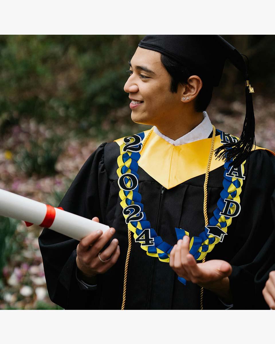 Graduation Leis with 2024 Embroidery Ribbon Lei Braided Necklace - Graduation Seller