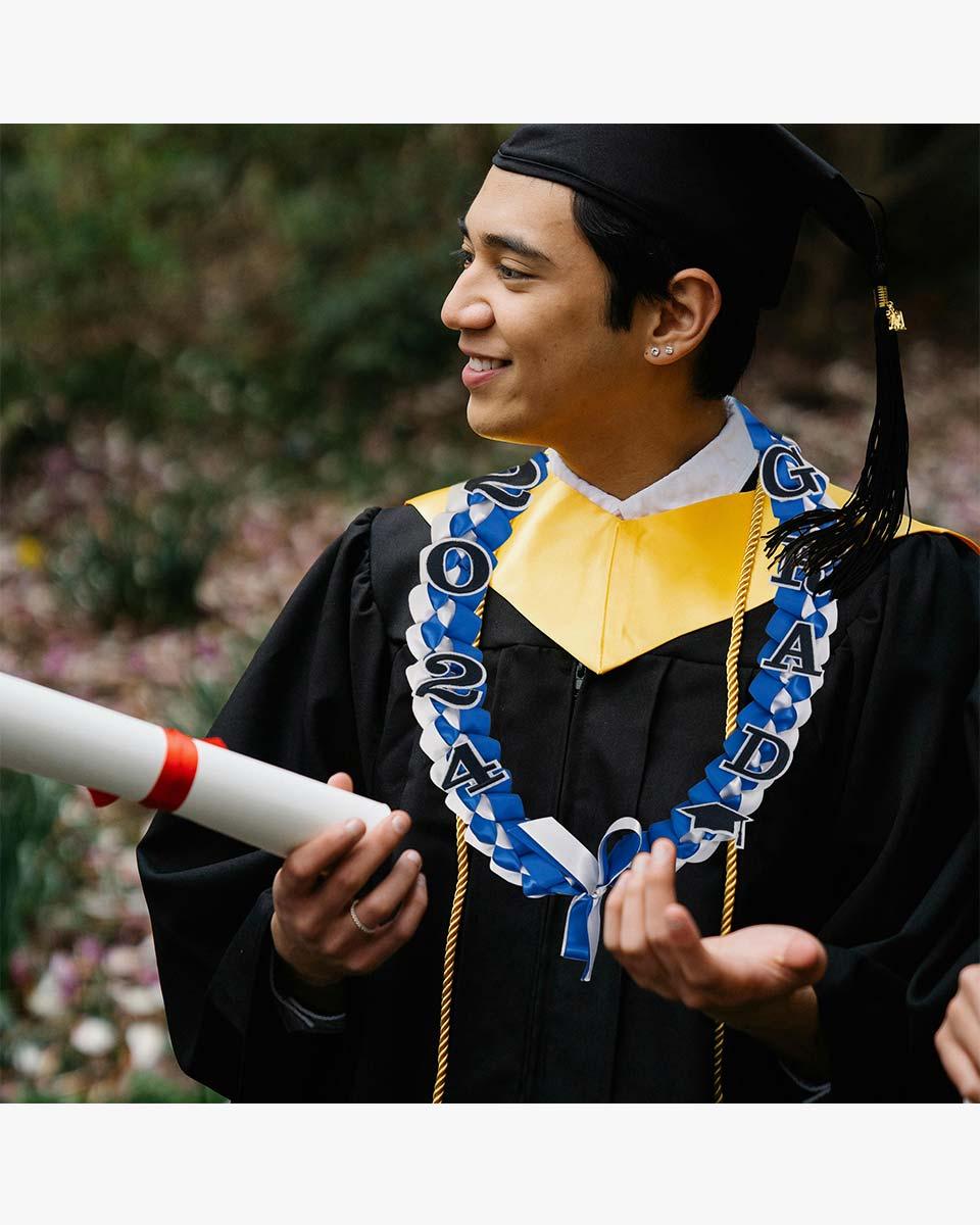 Graduation Leis with 2024 Embroidery Ribbon Lei Braided Necklace - Graduation Seller