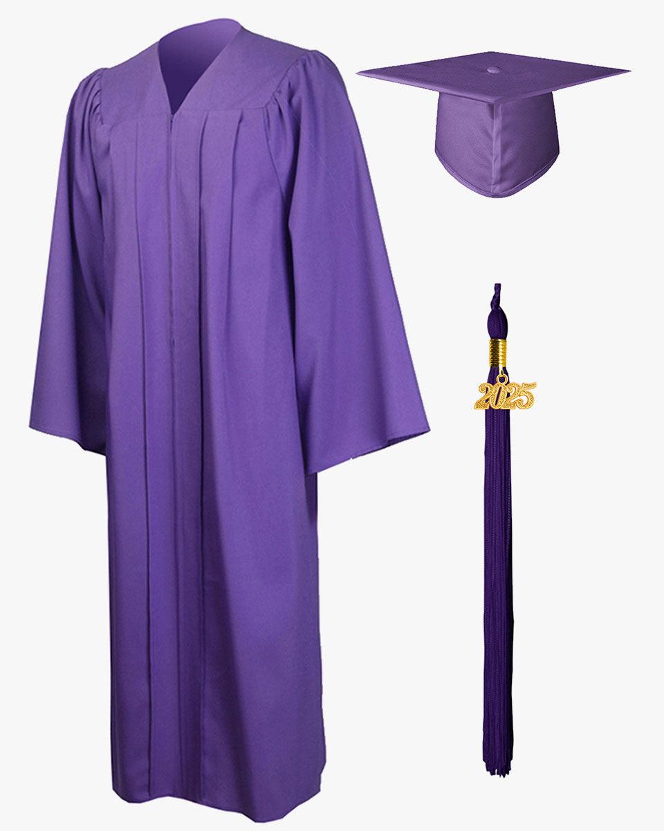 High School Premium Matte Graduation Cap, Gown, Tassel & Imprinted Diploma Cover Package - Graduation Seller