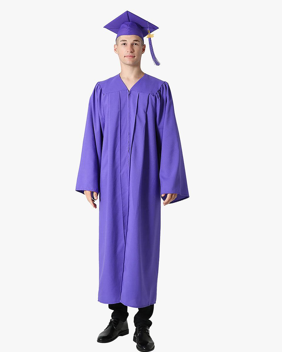 High School Premium Matte Graduation Cap, Gown, Tassel & Imprinted Diploma Cover Package - Graduation Seller