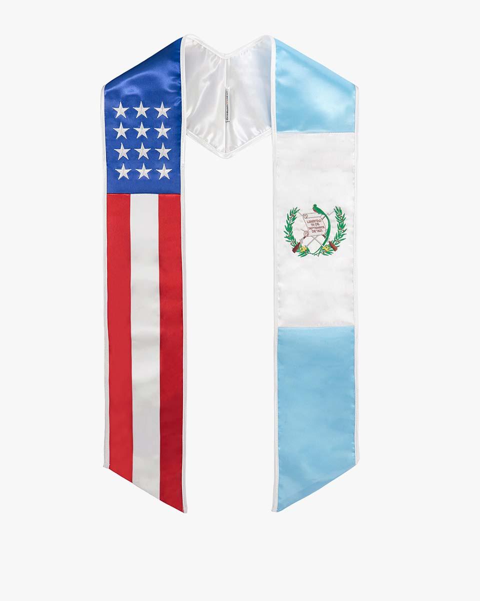 7 Mixed Flag Graduation Stoles Embroidery Sashes for Study Aboard Students - Graduation Seller