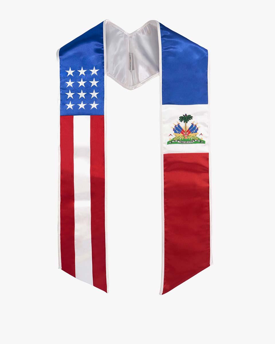 7 Mixed Flag Graduation Stoles Embroidery Sashes for Study Aboard Students - Graduation Seller