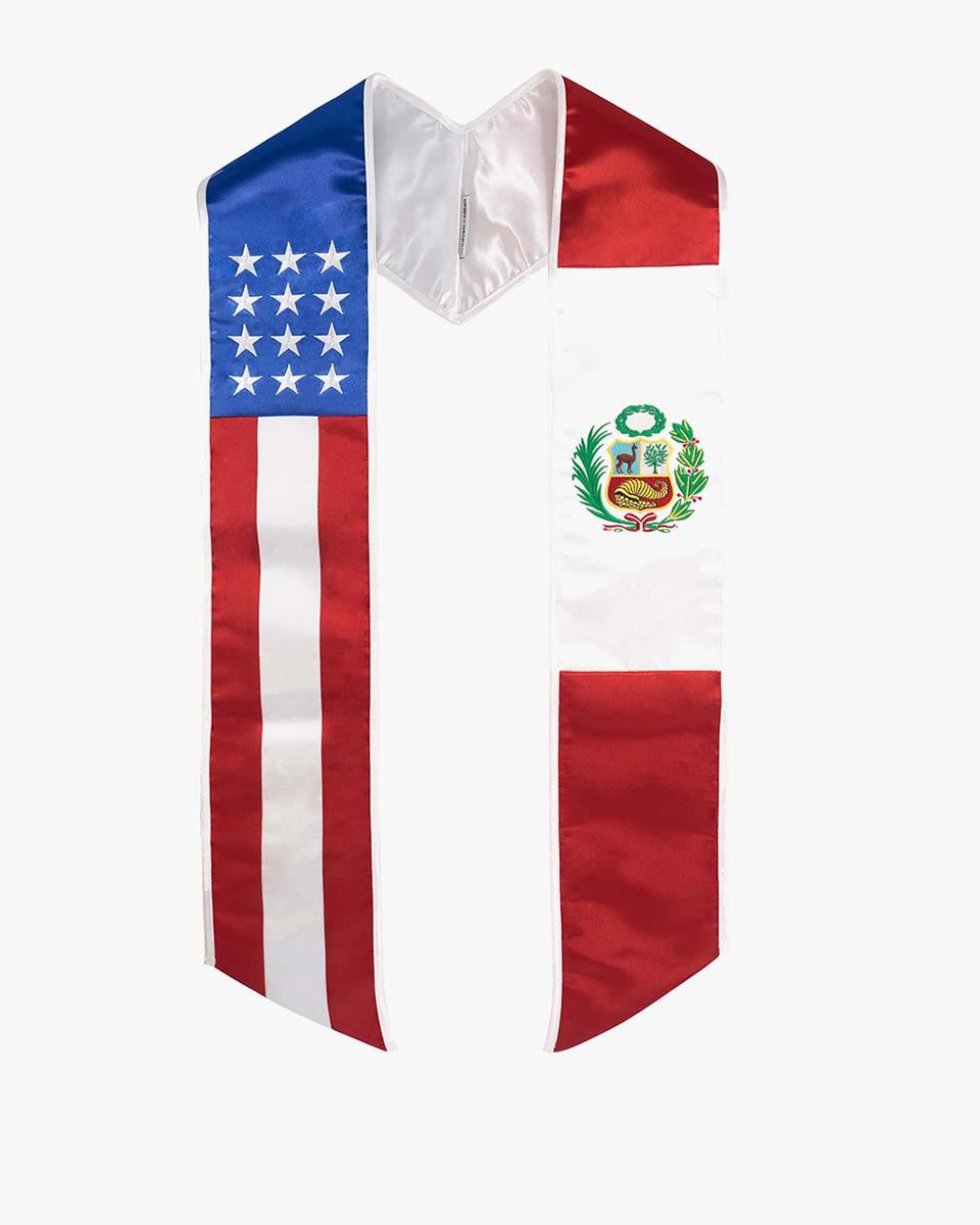 7 Mixed Flag Graduation Stoles Embroidery Sashes for Study Aboard Students - Graduation Seller