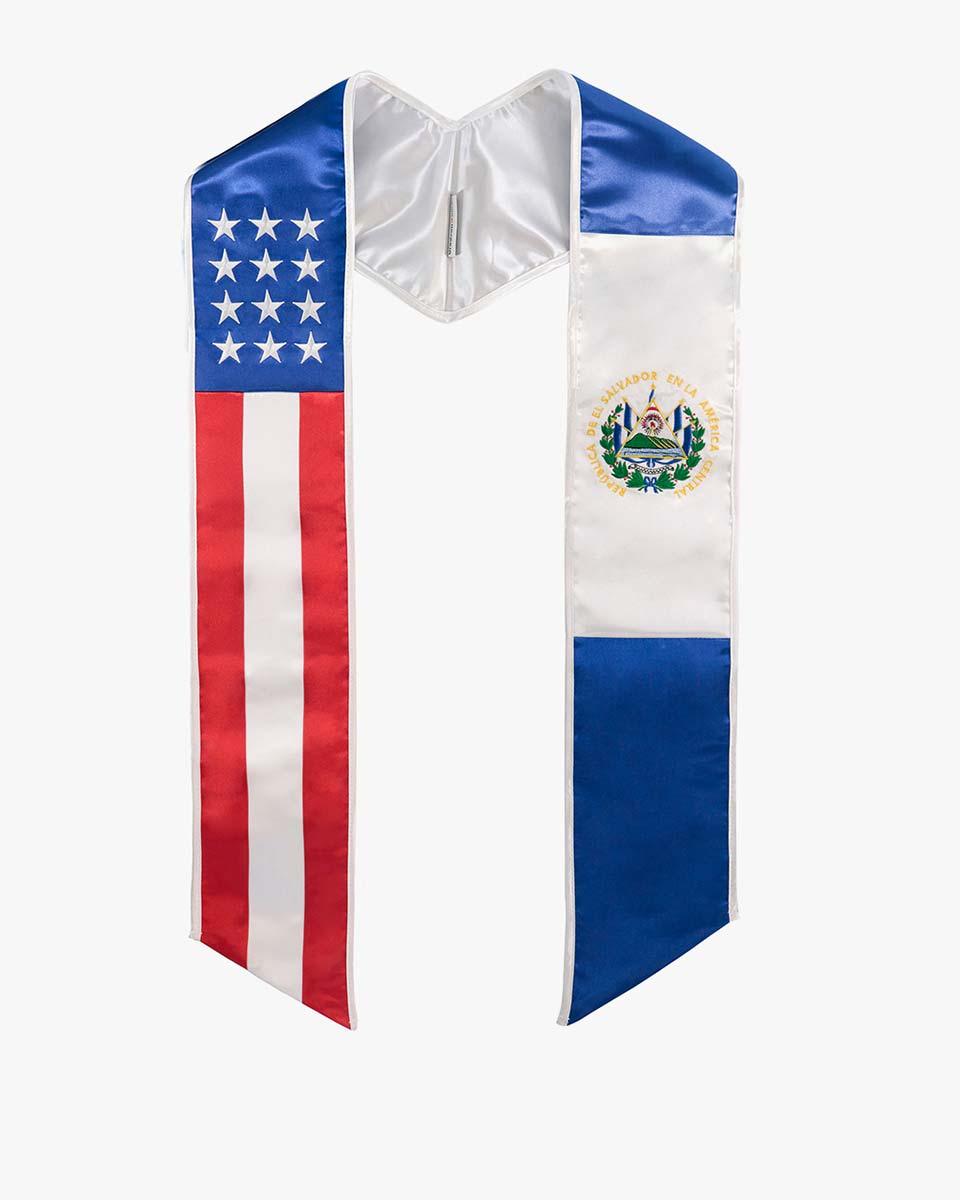 7 Mixed Flag Graduation Stoles Embroidery Sashes for Study Aboard Students - Graduation Seller