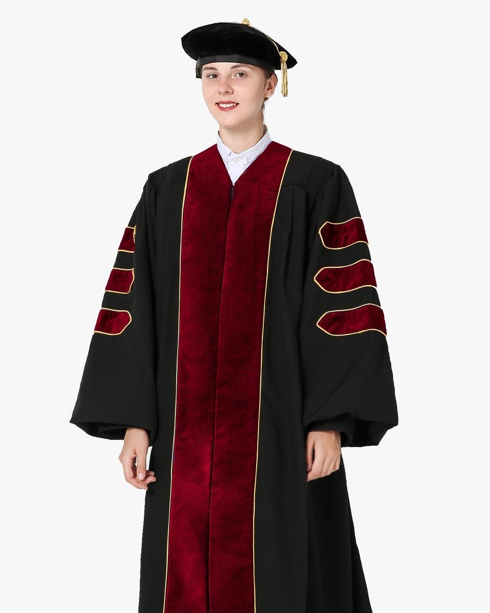 Deluxe Doctoral Tam, Gown & Hood Package - Scarlet - Graduation Seller