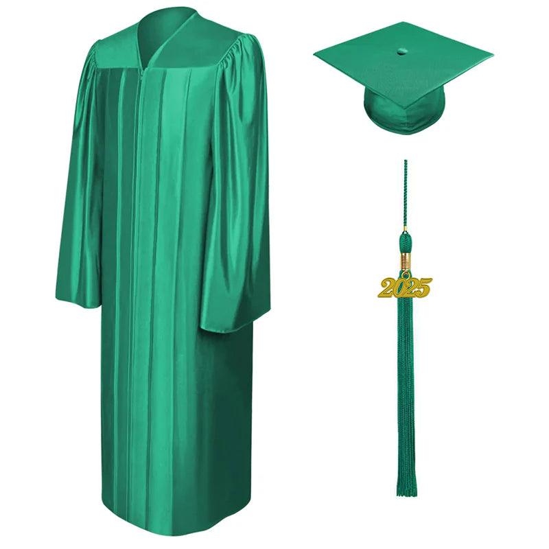 Shiny Emerald Green High School Cap & Gown - Graduation Seller