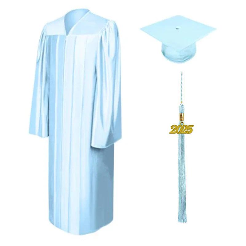 Shiny Light Blue Bachelors Cap & Gown - Graduation Seller