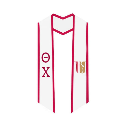 Theta Chi Trimmed Greek Lettered Graduation Stole W/ Crest