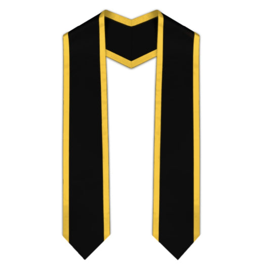 Black Pointed Graduation Stole with Gold Trim