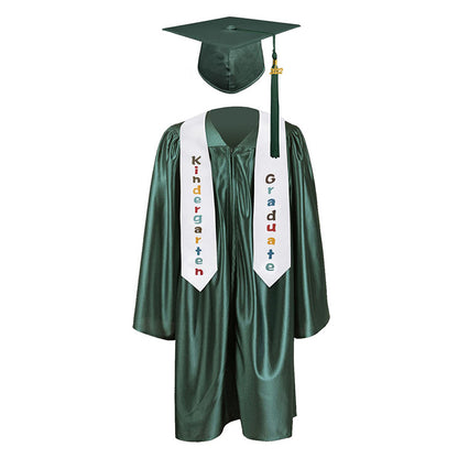 12 shiny Kindergarten/Preschool Graduation Set – Gown, Cap, Stole, Tassel