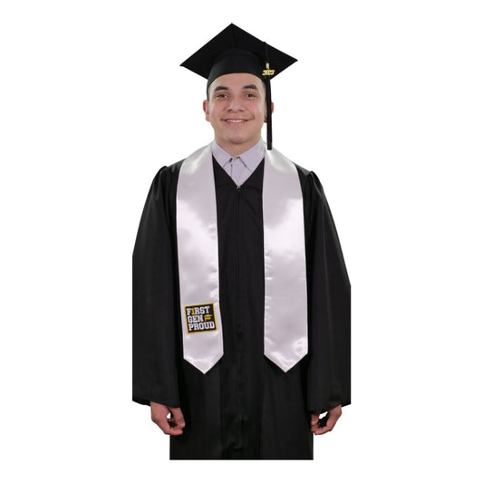 White First Gen Proud Graduation Stole