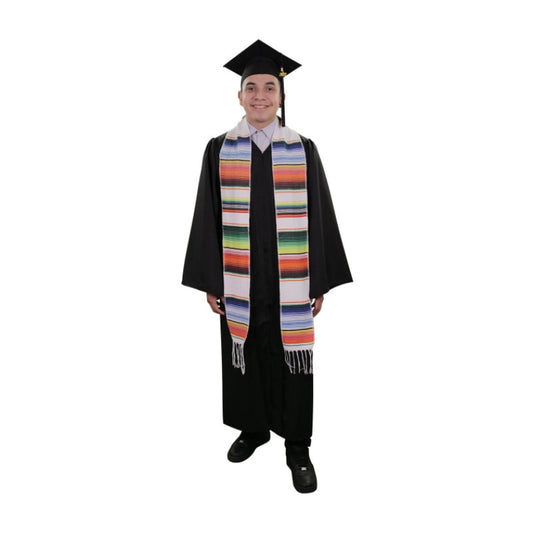 White Mexican Serape Graduation Stole/Sash