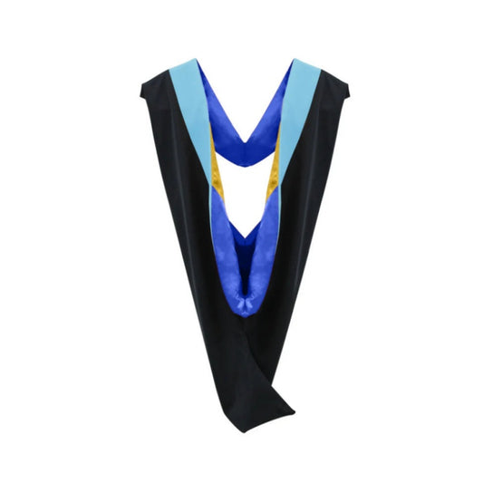 Deluxe Bachelors/Masters Hood - Light Blue Velvet, Royal Blue & Golden Yellow