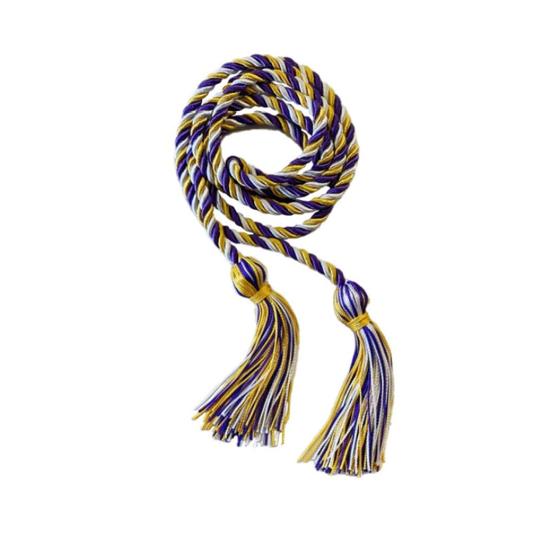 Gold, Purple and White Intertwined Honor Cord