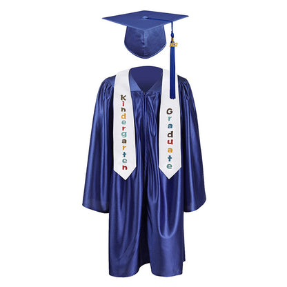 12 shiny Kindergarten/Preschool Graduation Set – Gown, Cap, Stole, Tassel