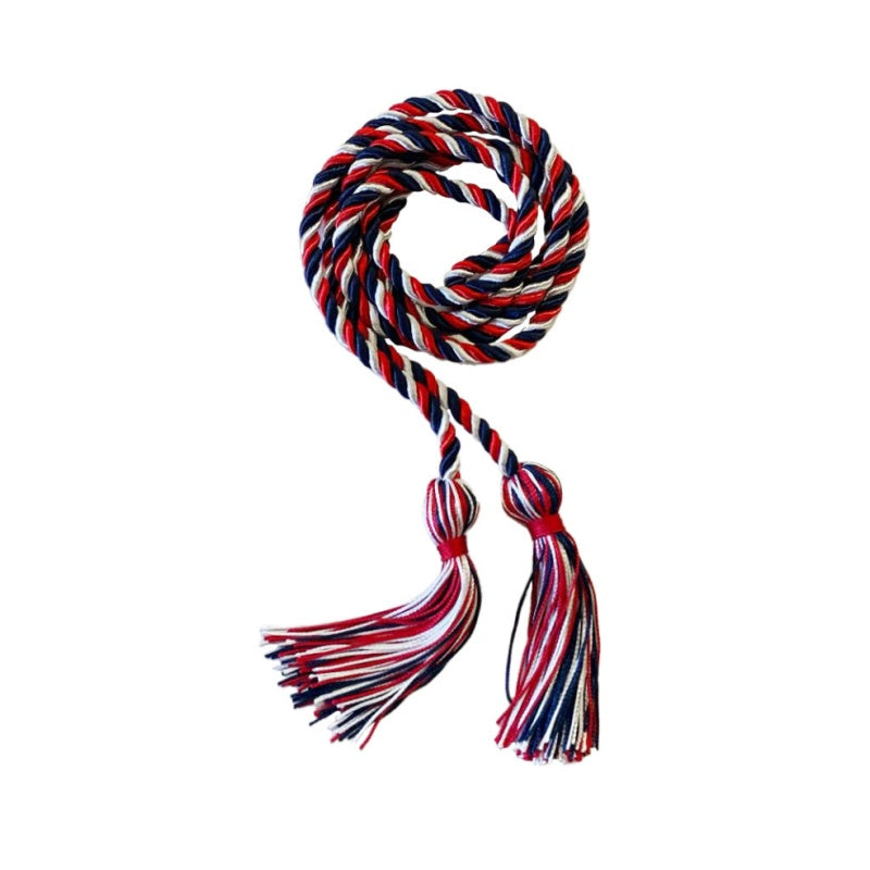 Red, Navy Blue and White Intertwined Honor Cord