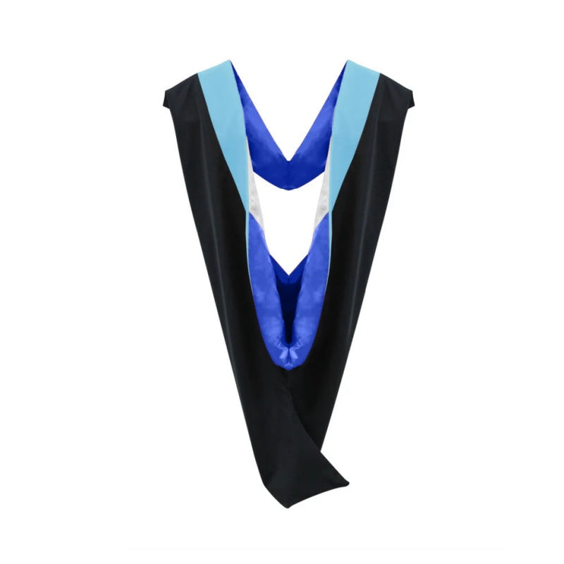 Deluxe Bachelors/Masters Hood - Light Blue Velvet, Royal Blue & White