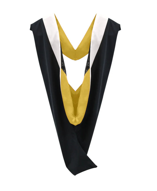 Deluxe Bachelors/Masters Hood - White Velvet, Golden Yellow & Black