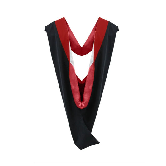 Deluxe Bachelors/Masters Hood - Scarlet Velvet, Red & White