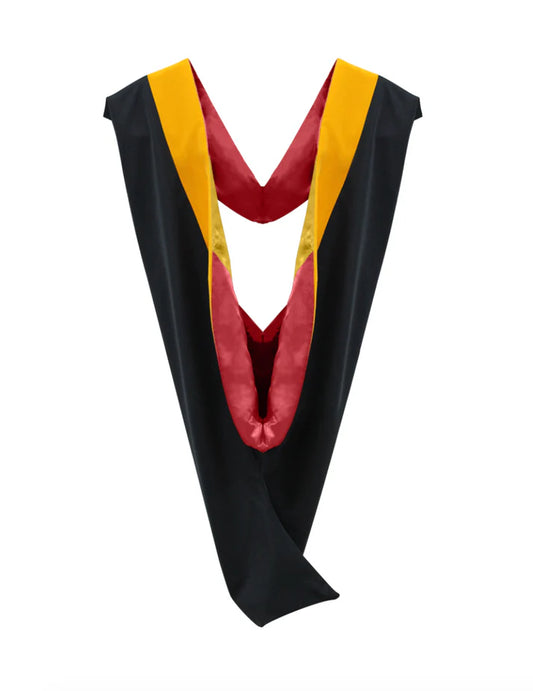 Deluxe Bachelors/Masters Hood - Science Gold Velvet, Red & Golden Yellow