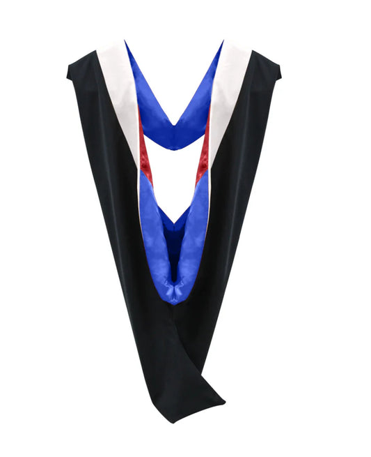 Deluxe Bachelors/Masters Hood - White Velvet, Royal Blue & Red