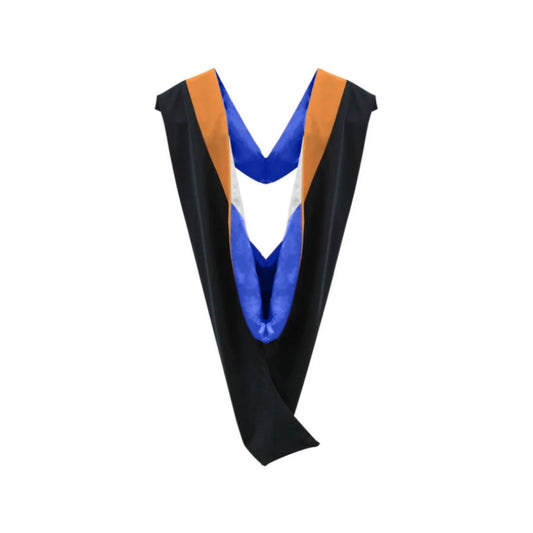 Deluxe Bachelors/Masters Hood - Apricot Velvet, Royal Blue & White