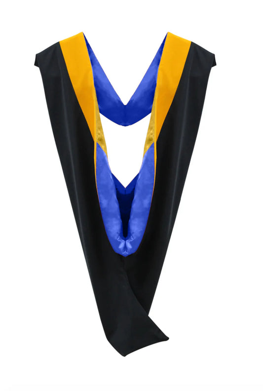 Deluxe Bachelors/Masters Hood - Science Gold Velvet, Royal Blue & Golden Yellow