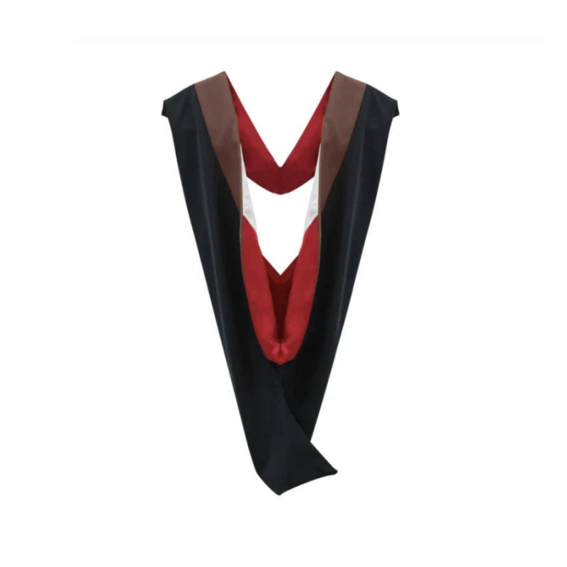 Deluxe Bachelors/Masters Hood - Brown Velvet, Red & White