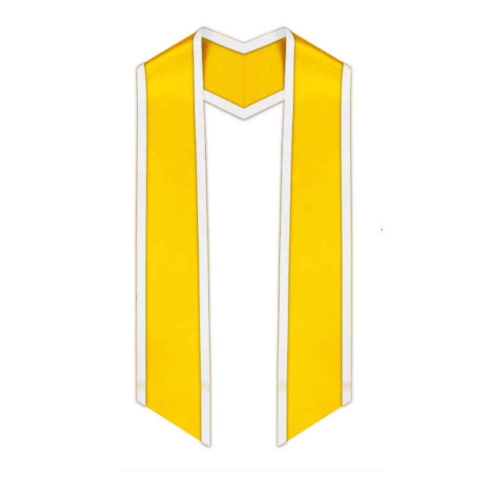 Gold Slanted Graduation Stole with White Trim