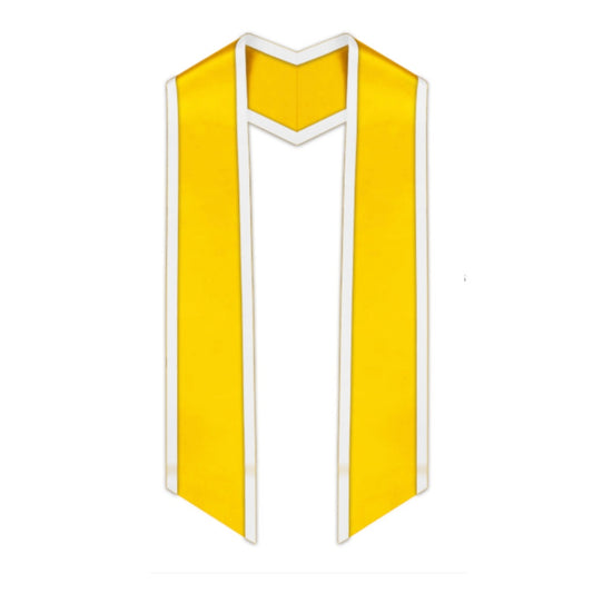 Gold Slanted Graduation Stole with White Trim