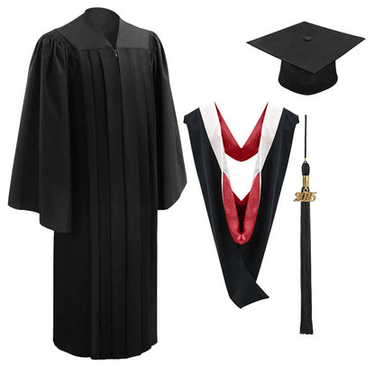 10 Deluxe Black Bachelors Cap, Gown & Hood Package