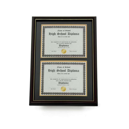 Graduation Diploma Frame in Real Wood Glossy Cherry with Gold Trim, Fits 8.5" x 11" or 11" x 14" Certificate