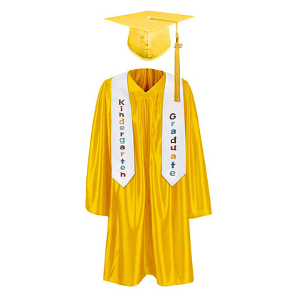 12 shiny Kindergarten/Preschool Graduation Set – Gown, Cap, Stole, Tassel