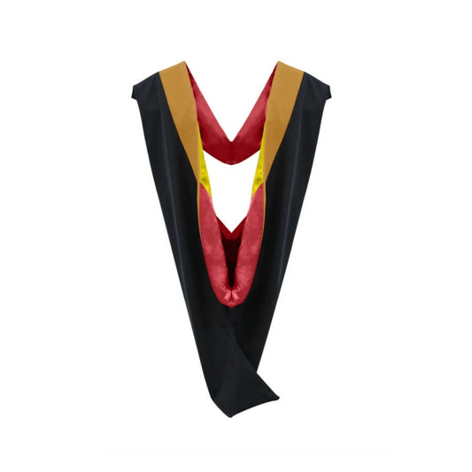 Deluxe Bachelors/Masters Hood - Drab Velvet, Red & Golden Yellow