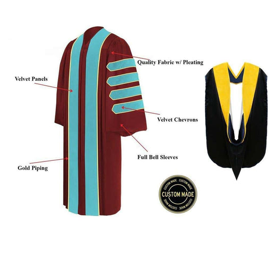 Custom Doctoral Graduation Gown and Hood Package - Doctorate Regalia