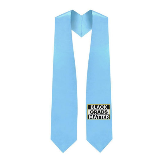 Light Blue BLACK GRADS MATTER Graduation Stole