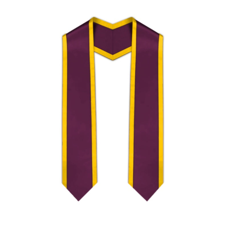 Maroon Pointed Graduation Stole with Gold Trim